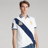 Golden Pony Blue Side stripe White Polo 1622