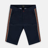 Red T Side Tape Navy Blue Cotton Knee Shorts 4591