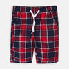 LH Back Pocket Check Box Navy Blue & Red Cotton Shorts 7476