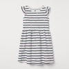 HM Glitter Hearts White and Blue Stripes Frock 2234