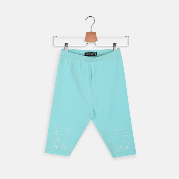INEX Bottom Cloud Print Light Blue Capri Style Legging 2621