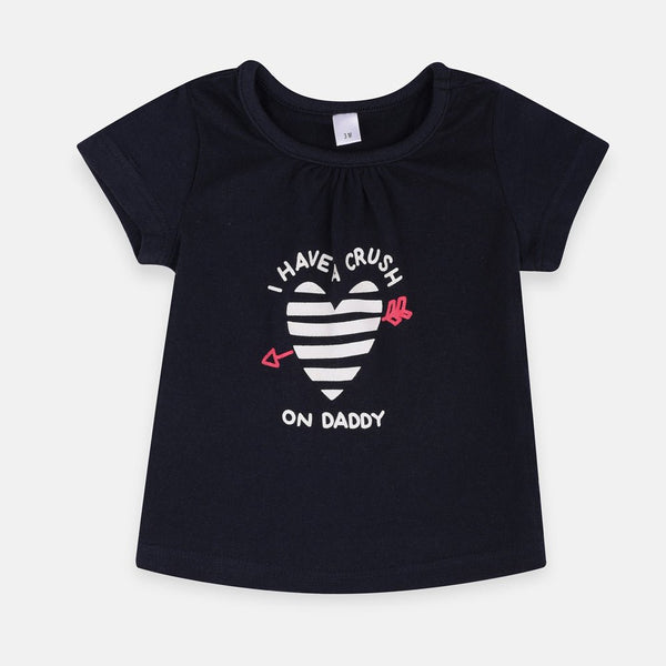 I Have A Crush Heart Print Navy Blue Tshirt 1980