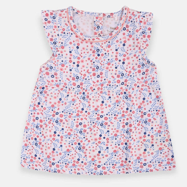 LUP Baby Tunika Floral Print White Frock 1490