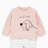 ZR Light Pink Let's Be Friend Dog Face Sweatshirt 796