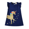 VKT Reversible Unicorn Sequin Frill Sleeves Blue Frock 7496