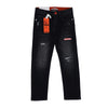 OM Orange Button Ripped Black Jeans 3190