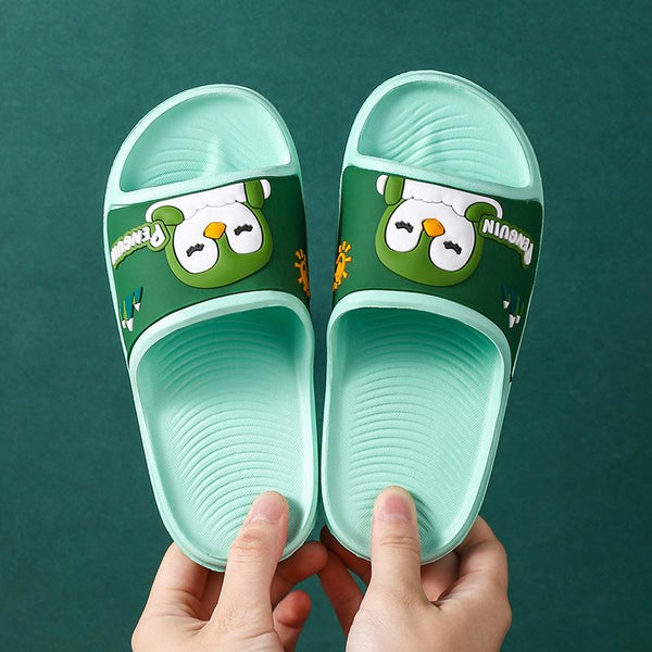 K.Bear Penguin Dark Green Top Green Soft Slippers 4902