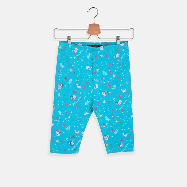 Inex Fun In The Sea Printed Turquoise Capri Style Legging 2342