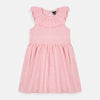 KB Neck Frill Doted  Pink Frock 7437