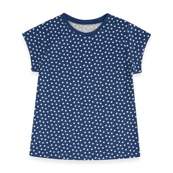 GRG White Polka Dots Navy Blue Top 2058