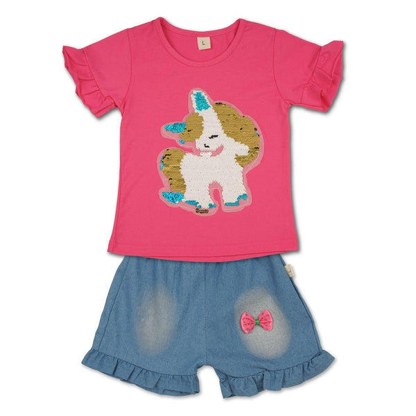 BaoMi Shocking Pink Sequence Unicorn 2 Piece Set 2280