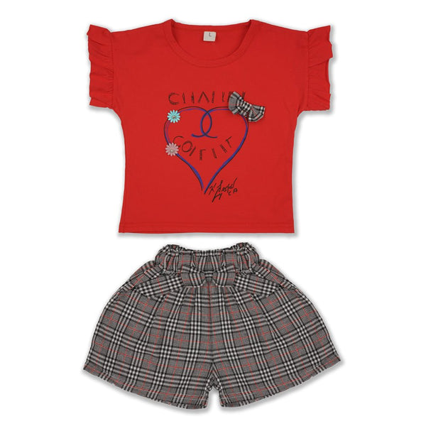 MNXY Red Bow Heart Print 2 Piece Set 2274