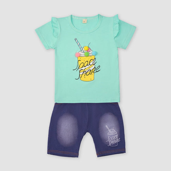 Yougi Turquoise Space Share Juice Print 2 Piece Set 2283