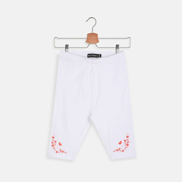 INEX Bottom Flower Print White Capri Style Legging 2620