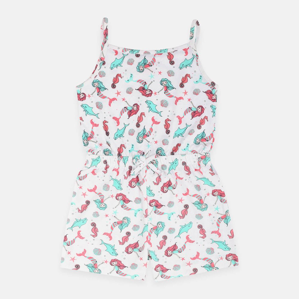 K&K Mermaids Print White Jump Suit 1978