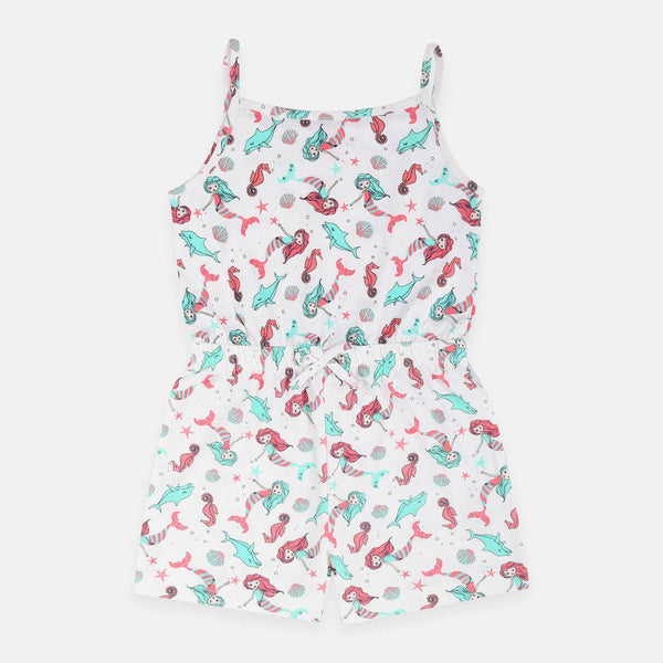 K&K Mermaids Print White Jump Suit 1978
