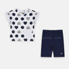 CHO Hearts White & Navy Blue Top & Trouser 7464
