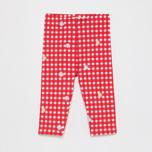 SFR Glitter Flower Red Gingham Check Legging 2334