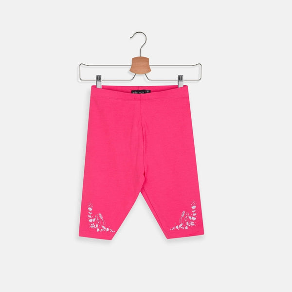 Inex Flower Bottom Shocking Pink Capri Style Legging 2345