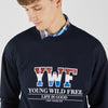 Bershka Navy Blue YWF Men Sweatshirt 5103