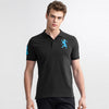 GRN 3D Lion Blue Embroidery Black Polo