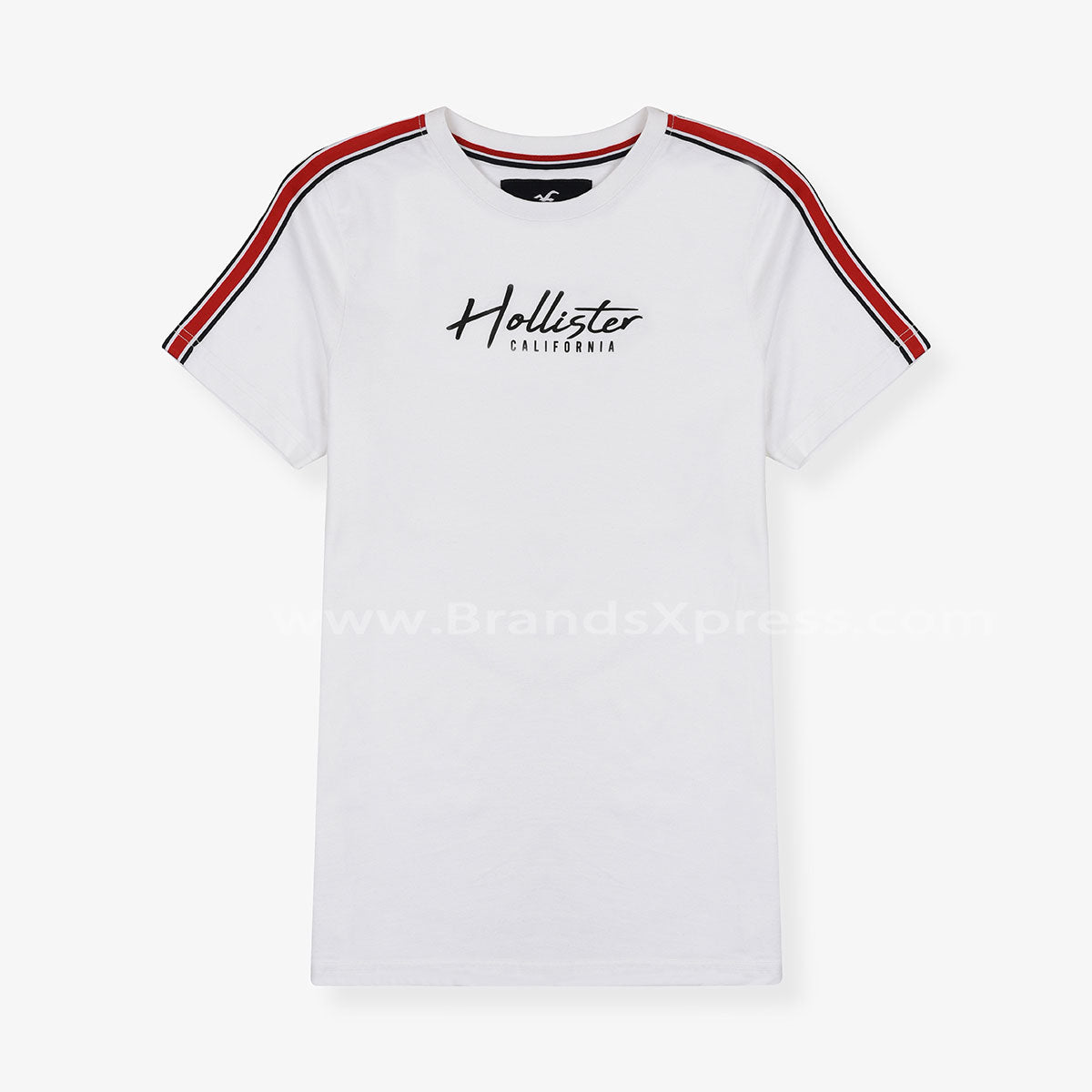metrisk Telemacos Muldyr Hollister Shoulder Tape Script Logo White T-Shirt 9400 – BrandsXpress