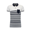 TS Heritage Mens White Printed Navy Stripe Polo