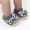 Magic Prewalker Big Dots Bow Denim Soft Bottom Sandals 11062