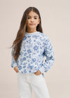 MNG Blue Floral Print Light Blue Sweatshirt 9891