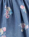 OSH Denim Look Floral Print Cotton Blue Frock 9707