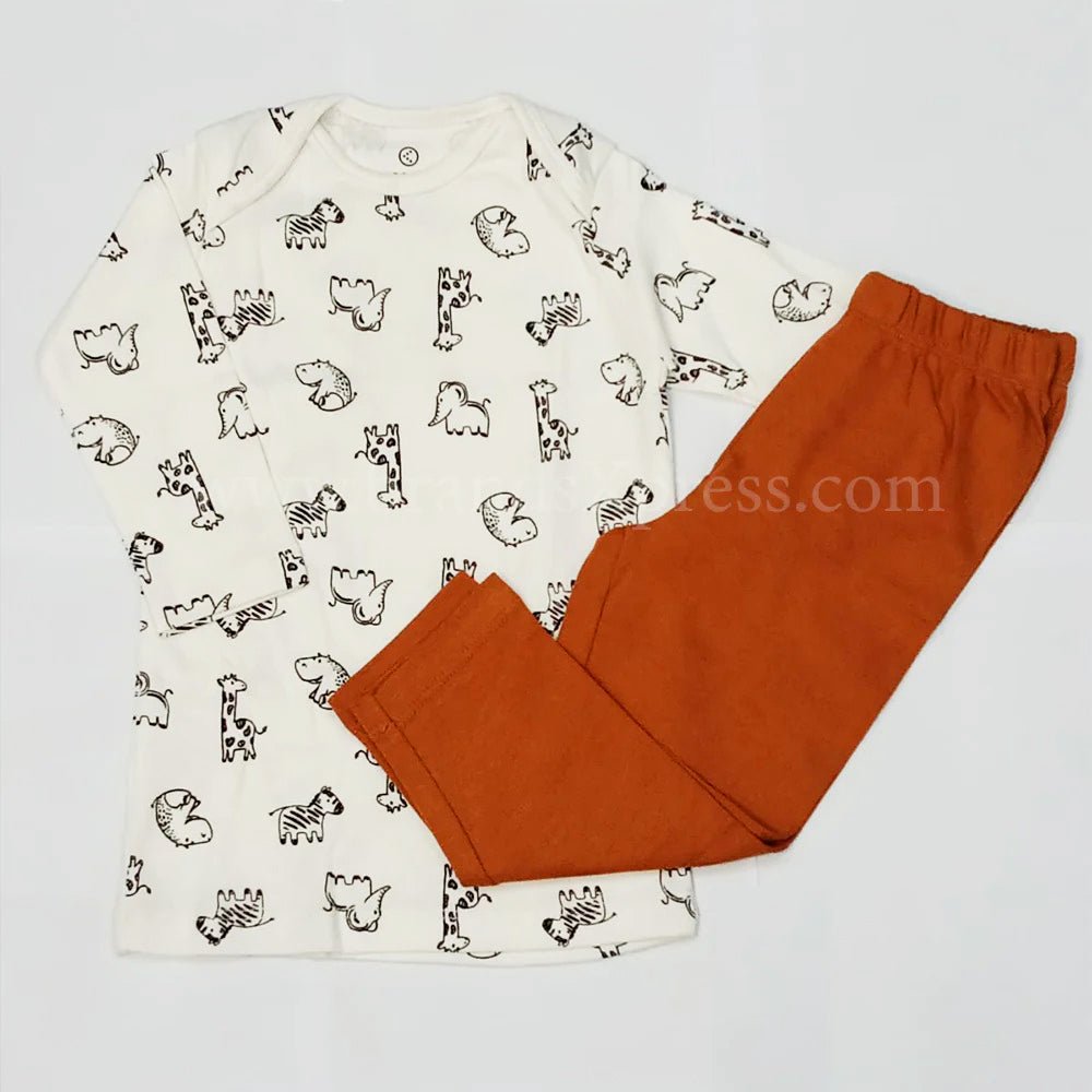 KT Animal Print White With Brown 2 Piece Set 10496