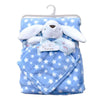 Luvena Little Bunny White Stars Blue Plush Security Blanket Set 7226