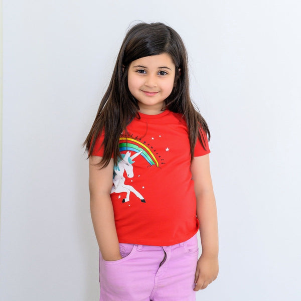 B.X Be Your Self Unicorn Red Tshirt 4937