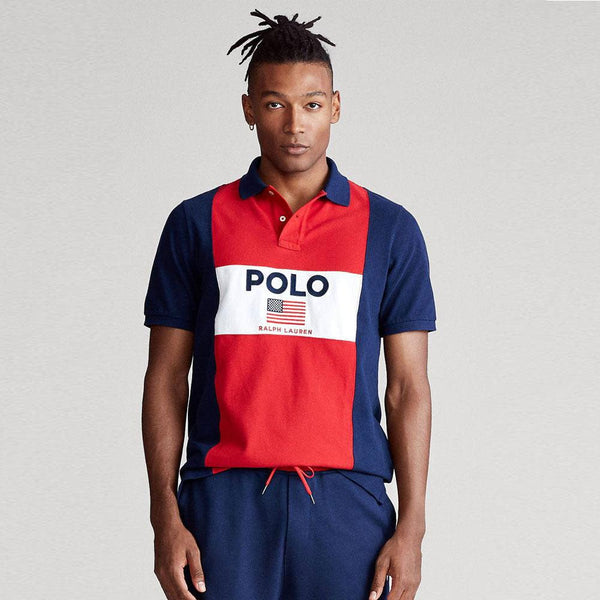 US Flag Embroided Red and Blue Polo 1625  6109