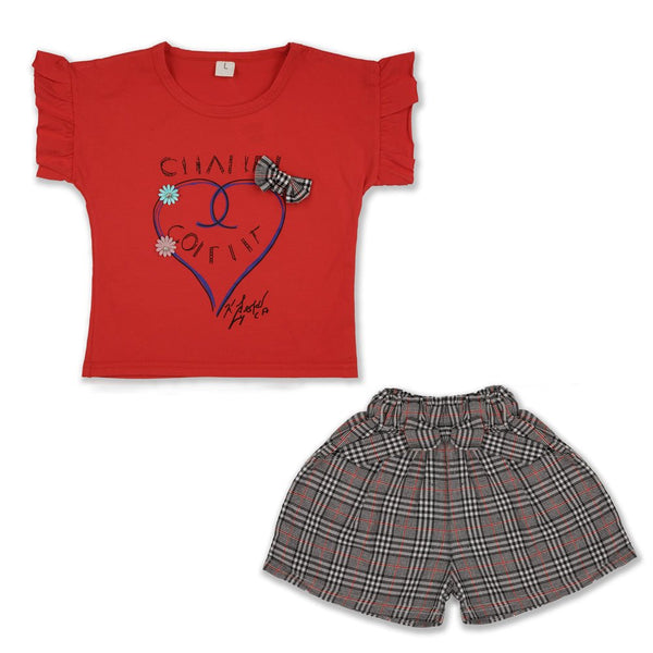 MNXY Red Bow Heart Print 2 Piece Set 2274