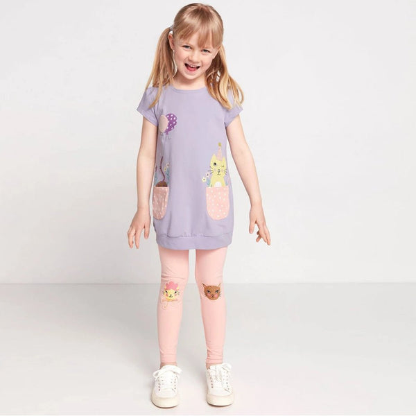 LDX Cat Faces Patch Pink Legging 2816