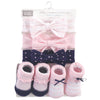 HDSN Baby Socks & Head Band Pink & White 5 Piece Set 7935
