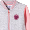 51015 Pink Sleeves Glitter Heart Logo Grey Zipper 2785