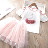 Anc Lal Aplic Swan With Pearls Pink Skirt Set 2608