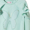 LS Embroidered Butterfly Sea Green Sweatshirt 3469