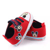 Mickey Print, Red Shoes with Navy Lace 2128
