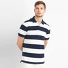 GAP Rugby Blue And White Stripe Pique Basic Polo Shirt (Label Removed)