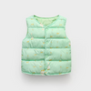 BSY Duck Print Loose Quilted Sleeveless Soft Green Puffer Jacket 7660
