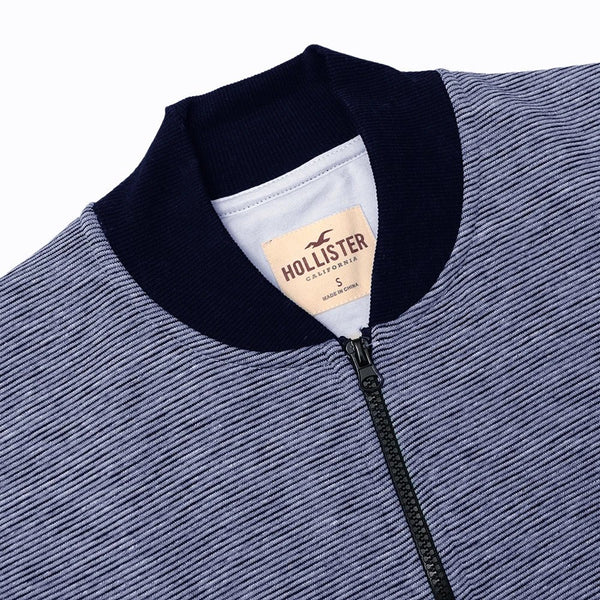 HLSTR Mock Neck Blue Stripe Zipper 2809