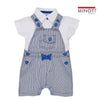 BBL Blue &White Stripe Dungaree 2 Piece Set with White Body suit 2086