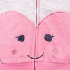 51015 Heart Face Pink Sleeves Grey Zipper Hoodie 2797