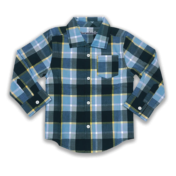 GRM Grey & Yellow Lines Casual Shirt 2628