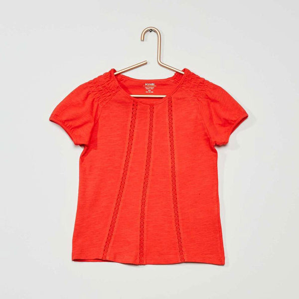 KB Front Lace Style Sleeves Dark Orange Top 4448