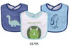 LVABLE Friends Dino Boys 3 Piece Blue Bibs Set 7917
