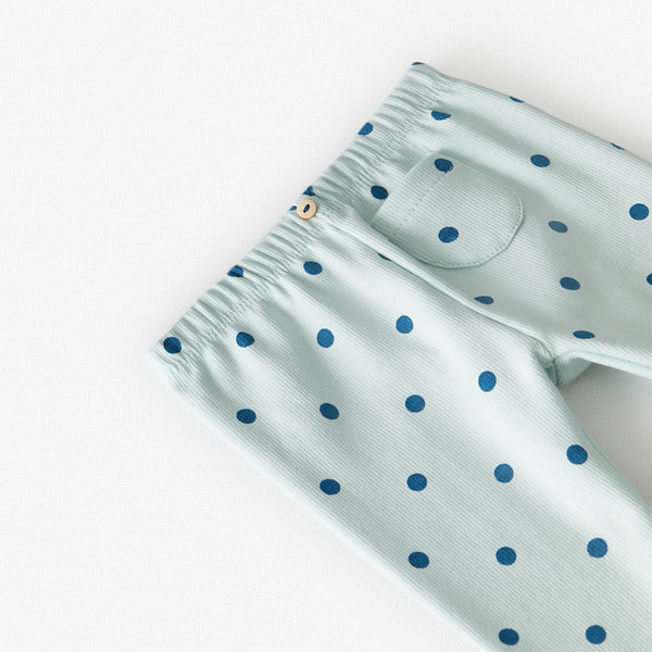 ZR Front Pocket Polka Dots Sea Green Legging 2916
